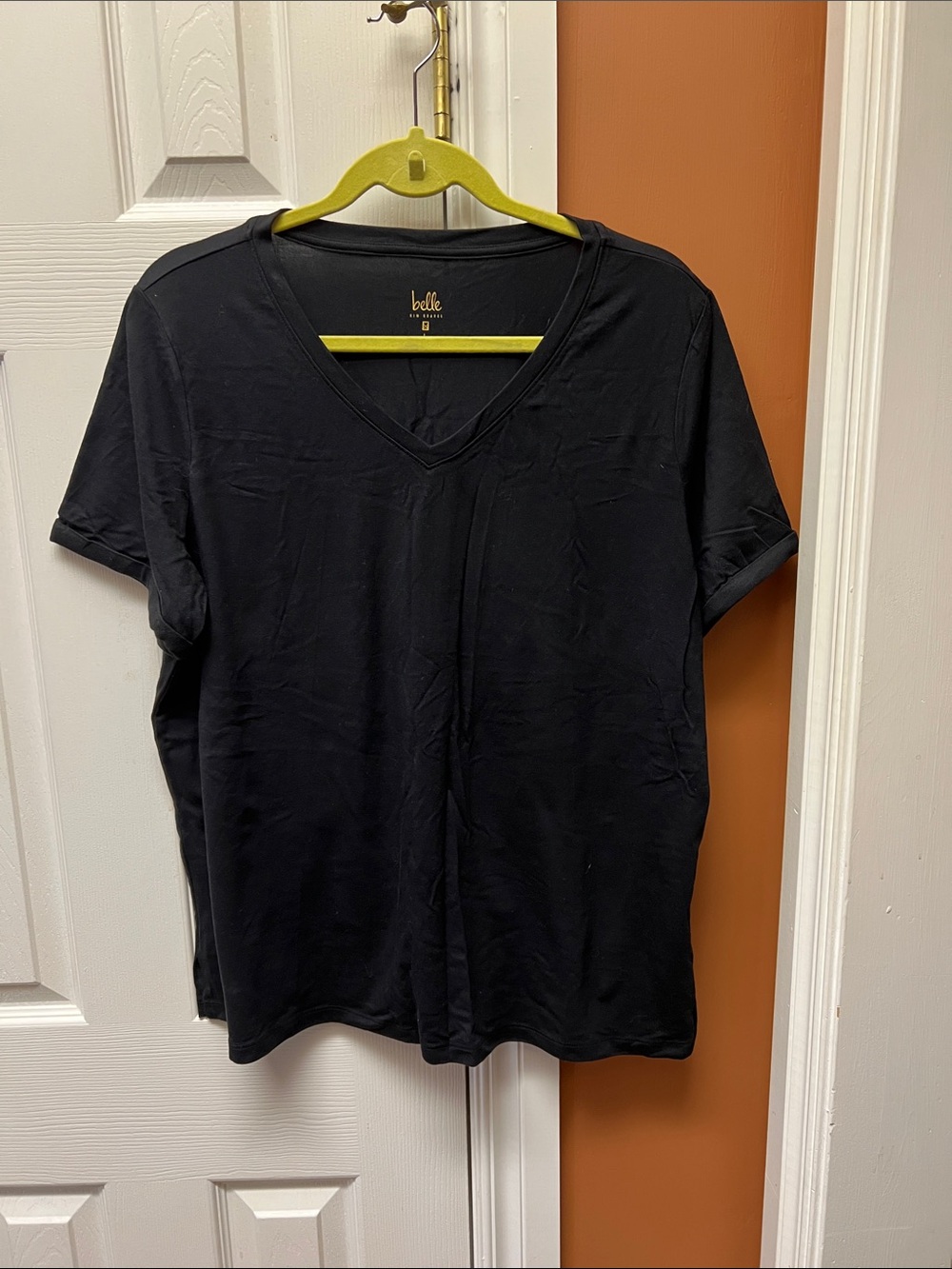 Belle by Kim Gravel Black V-Neck Short Sleeve Tee - Simple Classic